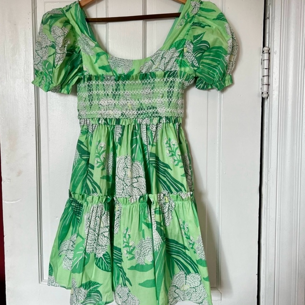 NWT FARM RIO Dewdrop Floral Green Mini Dress Size Small